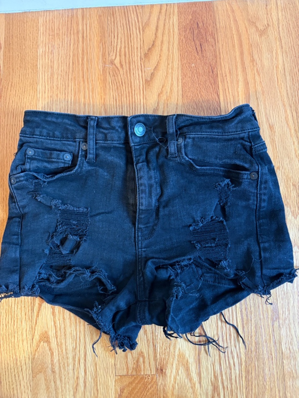 Aeropostale Black Distressed Denim Jean Shorts